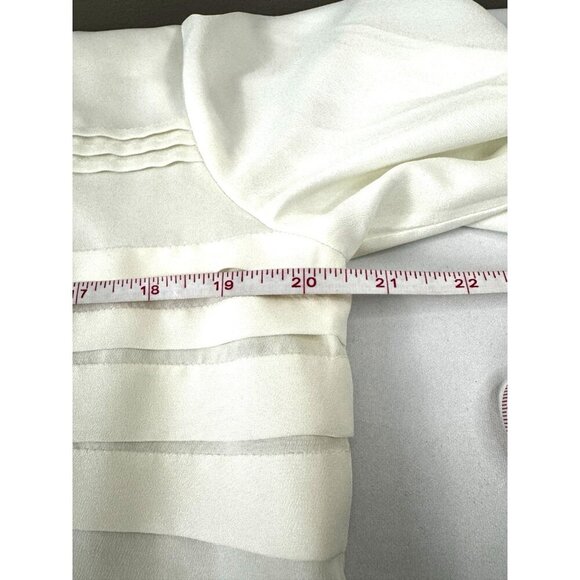 White Sheer Pleated Coastal S Blouse Elegant Lightweight Minimalist Resortwear - Picture 8 of 9